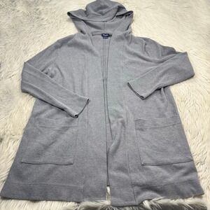 Splendid Women's XL Gray Waffle Knit Open Hooded Cardigan Lounge Cozycore